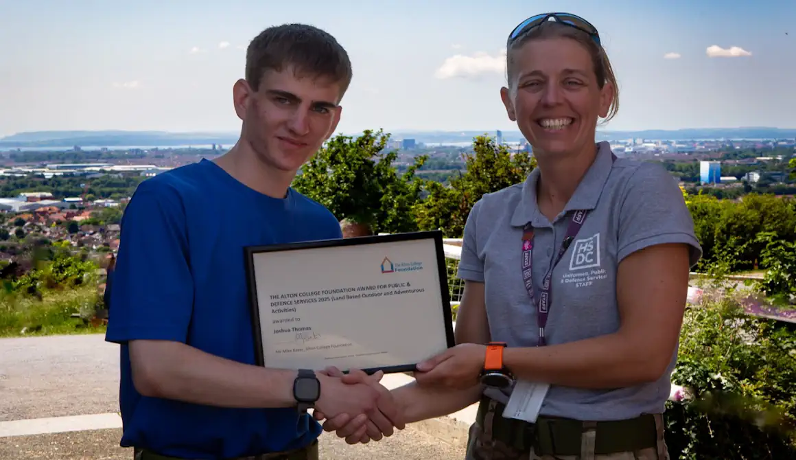 Student winning a prestigious public services award.