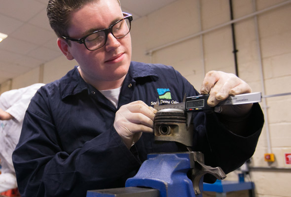 Engineering student in the workshop
