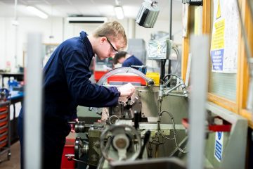 Engineering student in the workshop