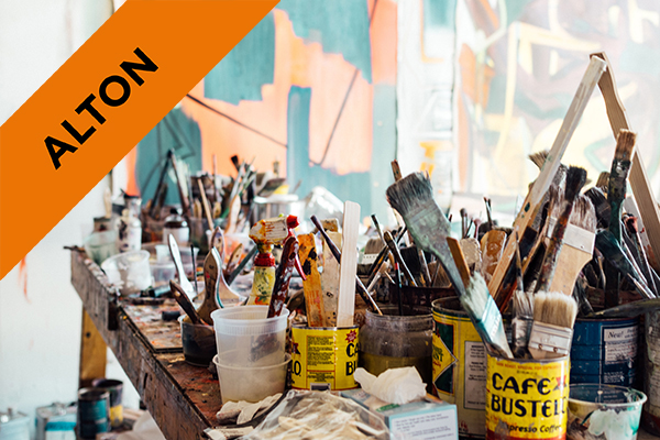 pots full of paintbrushes