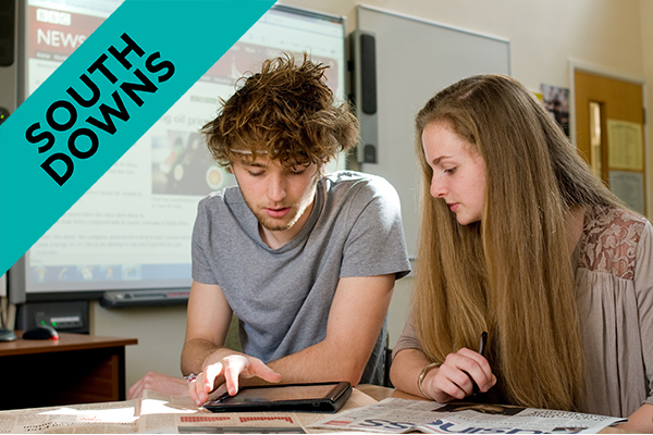 two students working together