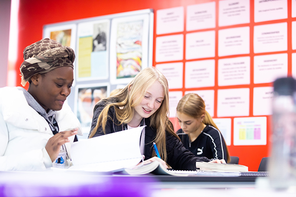 students working together in class