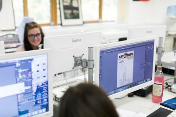students working at computers
