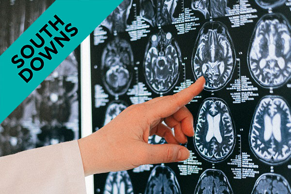 a medical professional analysing and pointing at scans