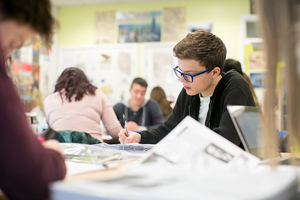 students working at desks