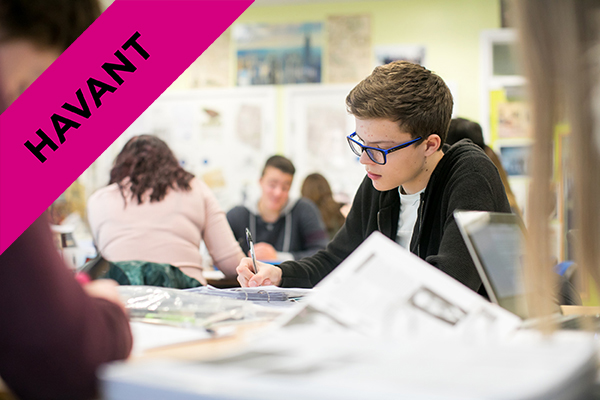students working at desks