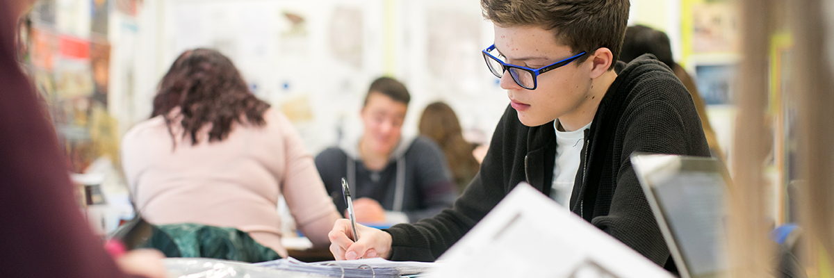 a student working at a desk