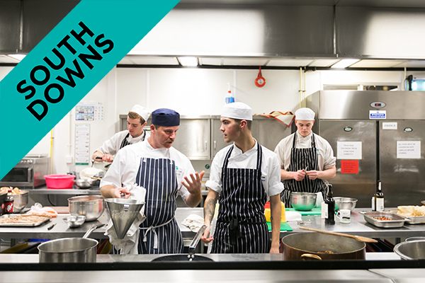 catering students in the training kitchen