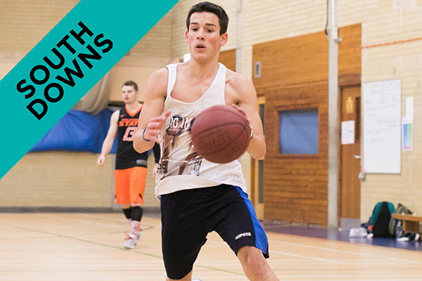 students playing basketball