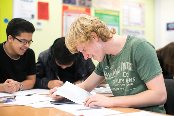 students working together in class