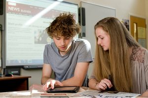 two students working together