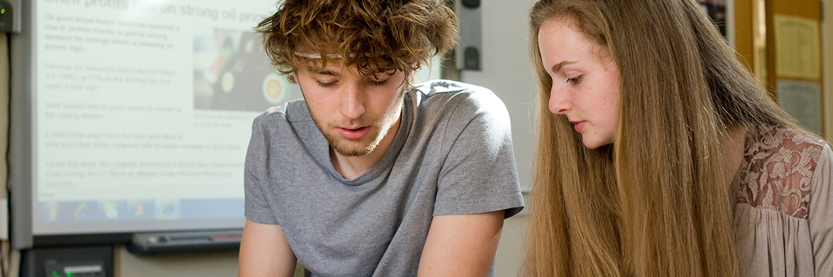 two students working together