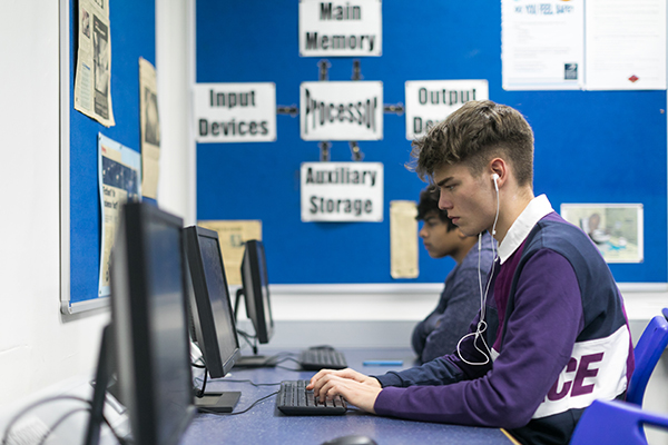 students at computers