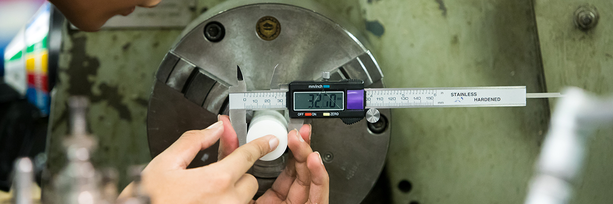 close up of measuring something in the engineering workshop