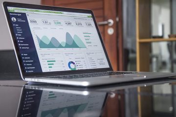 laptop screen displaying charts and graphs