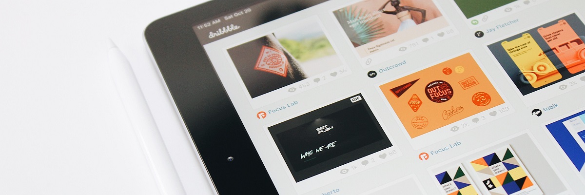 close up of tablet displaying images