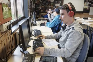 students working at computers