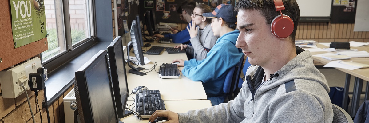 students at computers