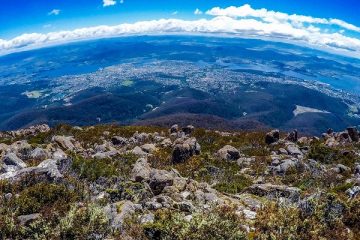view of landscape of water and mountains