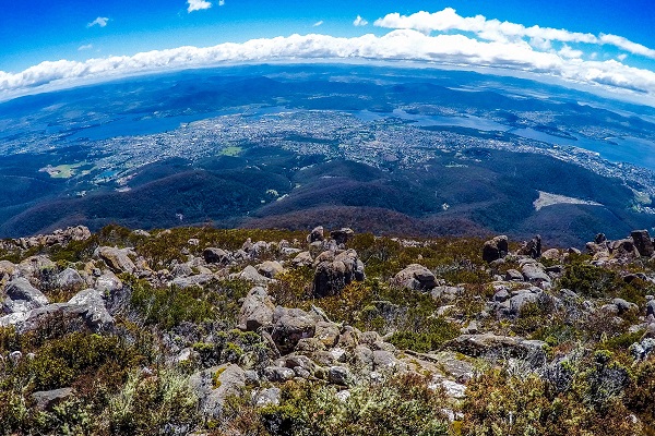 view of landscape of water and mountains