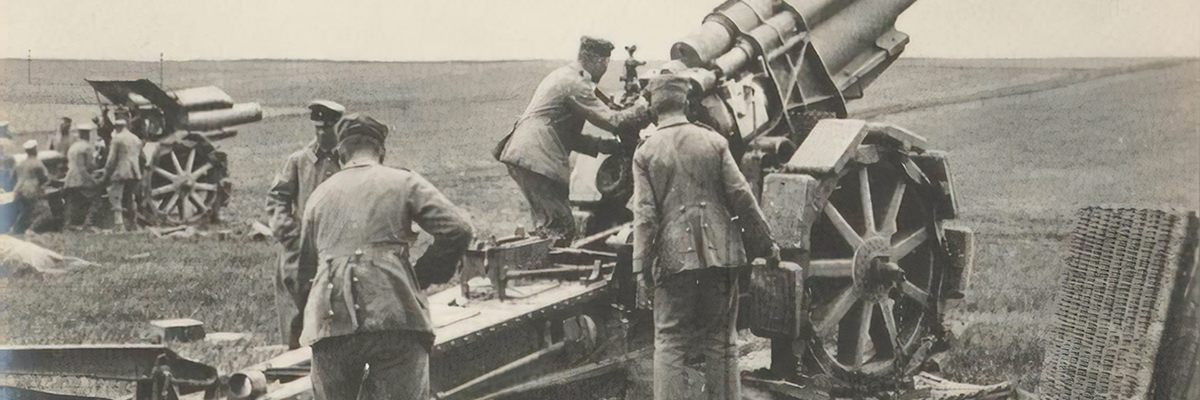 historic image with men and a canon