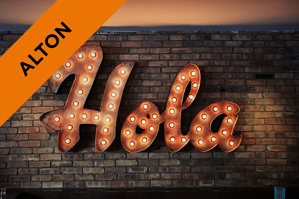 the word 'hola' in lights