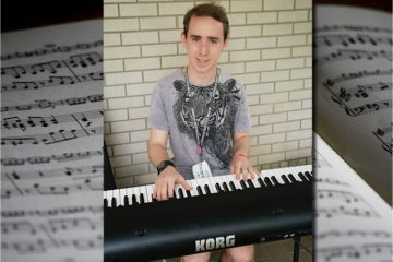 student playing electric piano