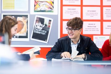 HSDC South Downs students celebrating fantastic results for GCSE English and GCSE