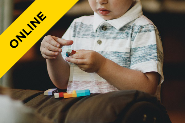 a child playing with lego bricks