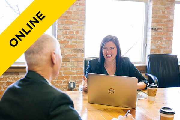 two people having a meeting with a laptop
