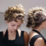 a woman with an avant garde hair style