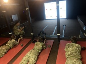 Cadets shooting at a virtual range