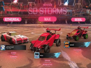 Three virtual cars on winning screen