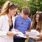 Students opening their results