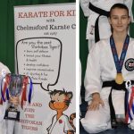 Two images of Christina in her karate Gi