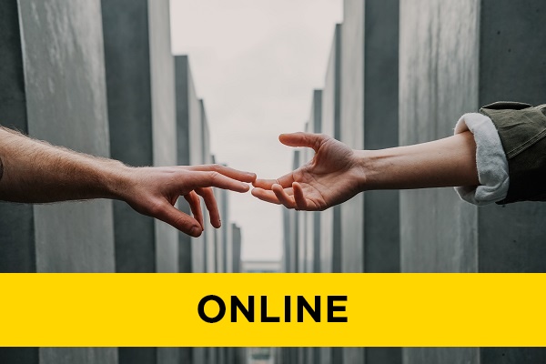 Two people reaching for eachother.