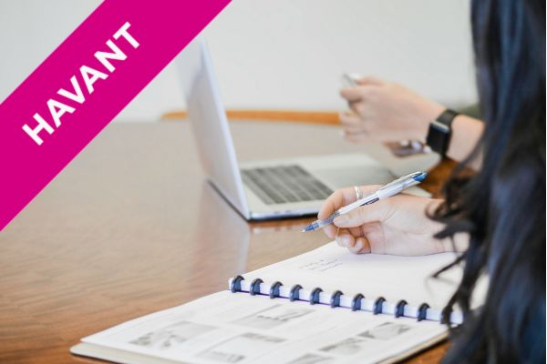 accounting student working on laptop