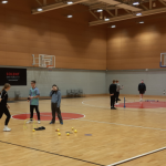 Alton Sports students in the sports hall at Solent University.
