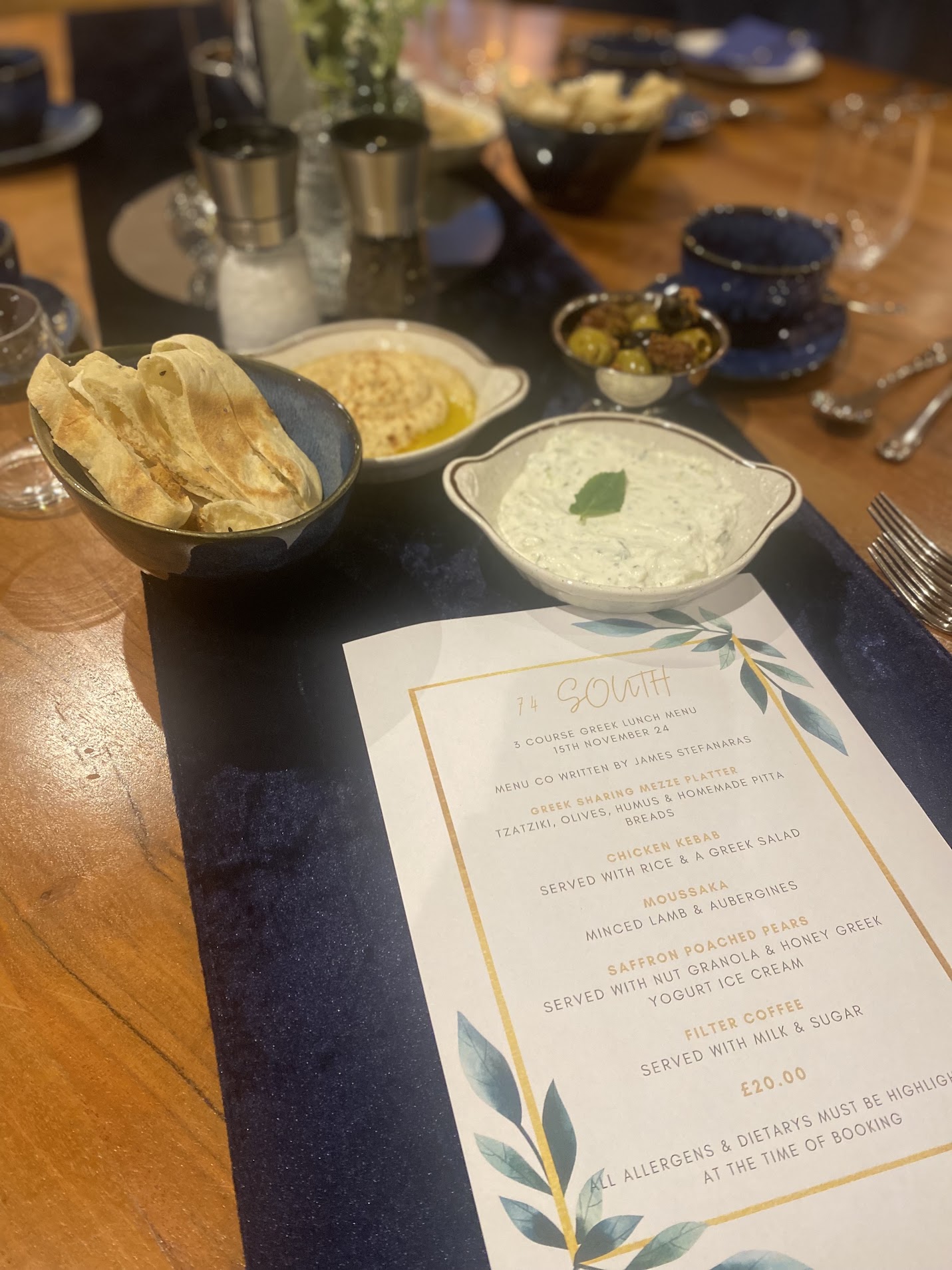Greek Menu.