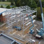 Scaffolding of HSDC Havant's new teaching building.