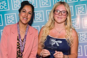 Amelia Keeley with her Student of the Year trophy. 