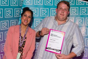 Jordan Carter with his certificate. 