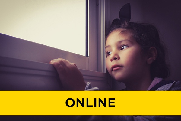 a child looking out of a window in thought