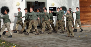 Alton College PDS students parading. 