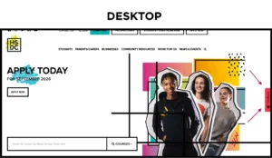 A screenshot of the HSDC website on desktop, pointing to the feedback button on the right hand side of the screen.