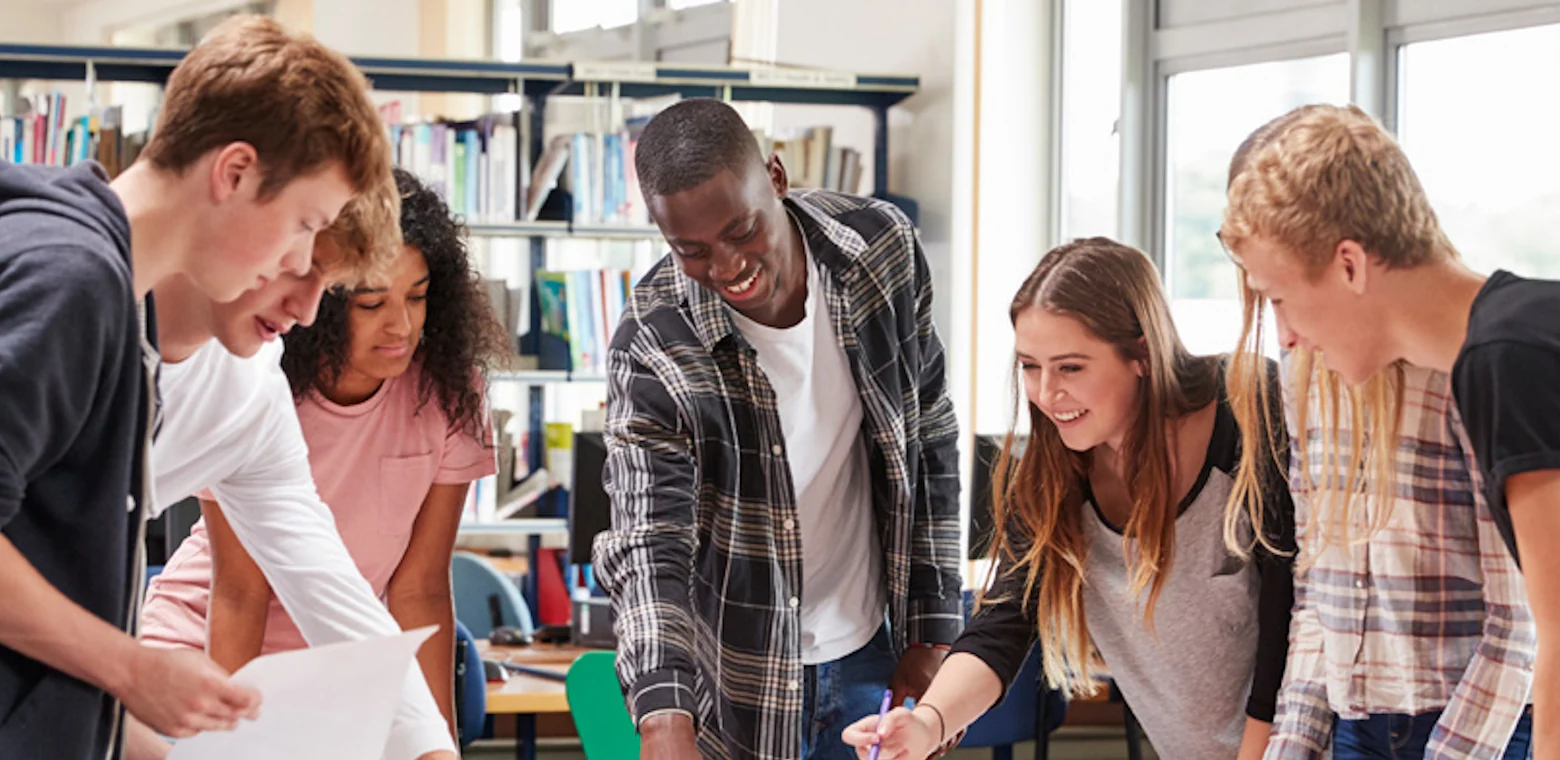 A group of students working on a project.