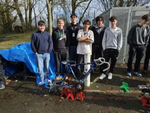 The Swiss students with one of their projects. 