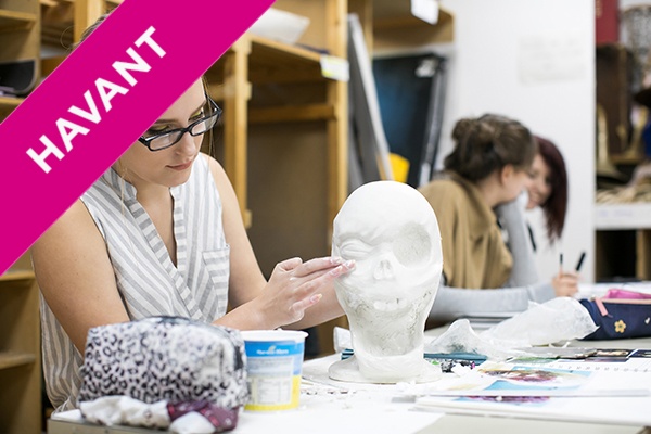 Students doing art work on the A Level Fine Art course