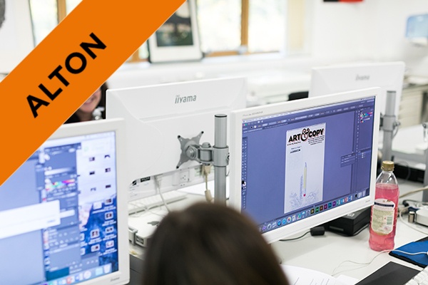 students working at computers