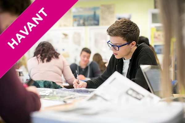 students working at desks